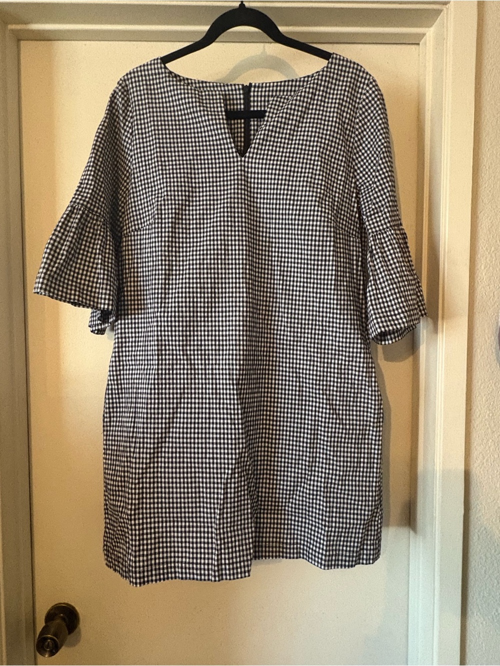Lesley Evers Black Gingham Vera Shift Dress - Large